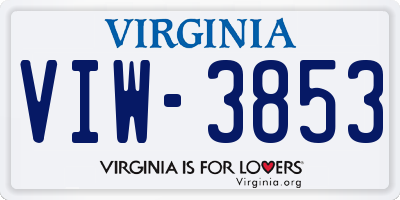 VA license plate VIW3853