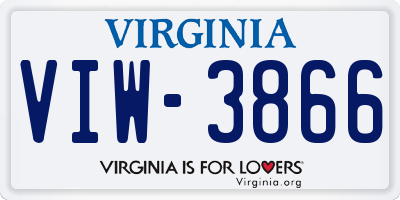 VA license plate VIW3866