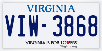 VA license plate VIW3868
