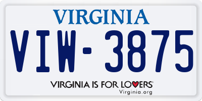 VA license plate VIW3875