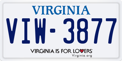 VA license plate VIW3877