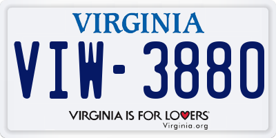 VA license plate VIW3880
