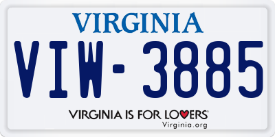 VA license plate VIW3885