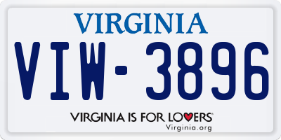VA license plate VIW3896