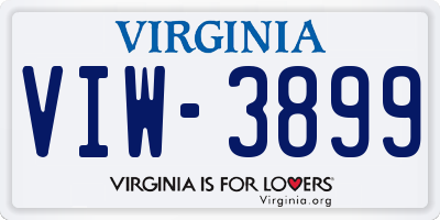 VA license plate VIW3899
