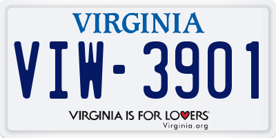 VA license plate VIW3901