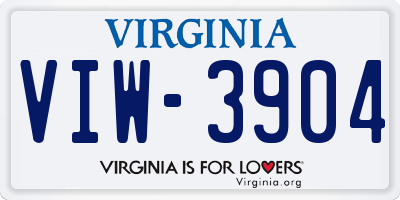 VA license plate VIW3904
