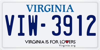 VA license plate VIW3912