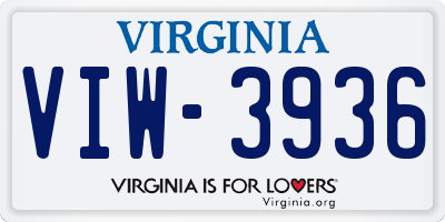 VA license plate VIW3936