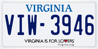 VA license plate VIW3946