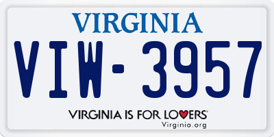 VA license plate VIW3957