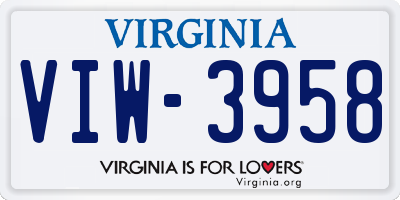 VA license plate VIW3958
