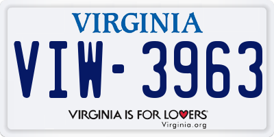 VA license plate VIW3963