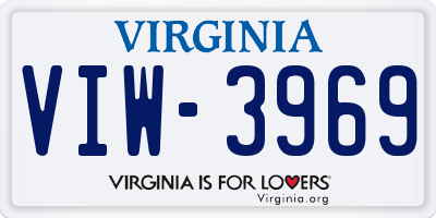 VA license plate VIW3969
