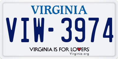 VA license plate VIW3974