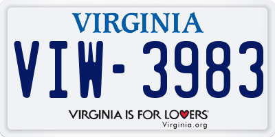 VA license plate VIW3983