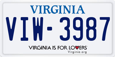VA license plate VIW3987