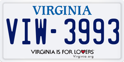 VA license plate VIW3993