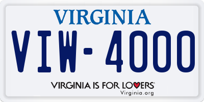 VA license plate VIW4000