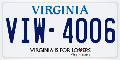 VA license plate VIW4006