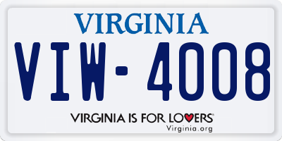VA license plate VIW4008