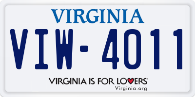 VA license plate VIW4011