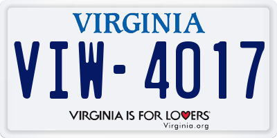 VA license plate VIW4017