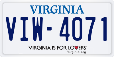 VA license plate VIW4071