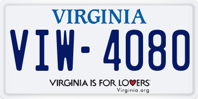 VA license plate VIW4080