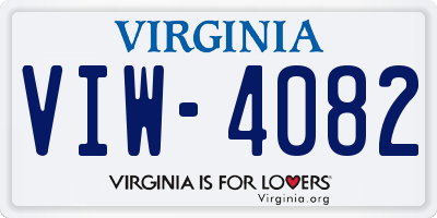 VA license plate VIW4082