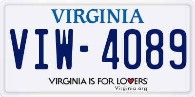 VA license plate VIW4089