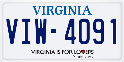 VA license plate VIW4091