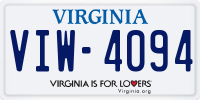 VA license plate VIW4094