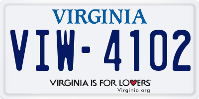 VA license plate VIW4102
