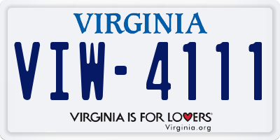 VA license plate VIW4111