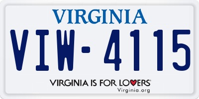 VA license plate VIW4115