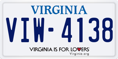 VA license plate VIW4138