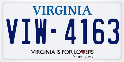 VA license plate VIW4163