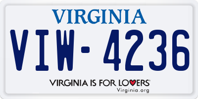 VA license plate VIW4236