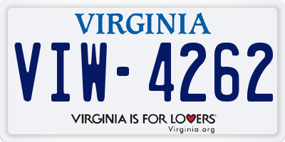 VA license plate VIW4262