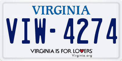 VA license plate VIW4274