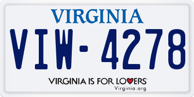 VA license plate VIW4278