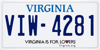VA license plate VIW4281