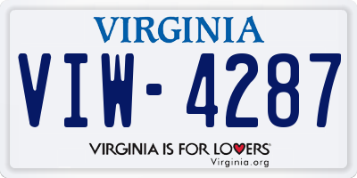 VA license plate VIW4287