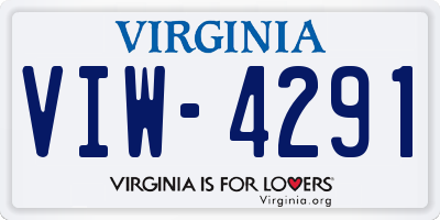 VA license plate VIW4291