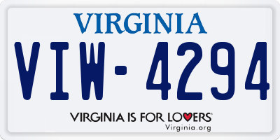VA license plate VIW4294