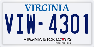 VA license plate VIW4301