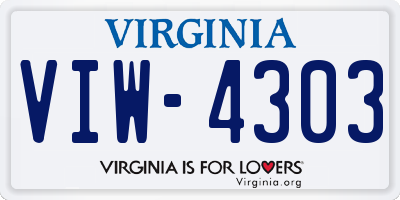 VA license plate VIW4303