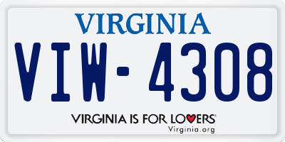 VA license plate VIW4308