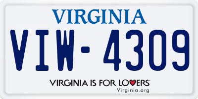 VA license plate VIW4309